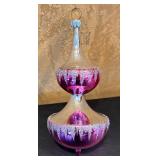 FR - Set of 2 Vintage Purple Glass Ornaments Mask and Tiered Icicle Design