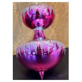 FR - Set of 2 Vintage Purple Glass Ornaments Mask and Tiered Icicle Design