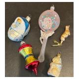 FR - Collection of 5 Gorgeous Glass Christmas Ornaments