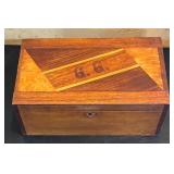 MB - Vintage Monogrammed Wooden Box and Framed Original T. Saario Painting