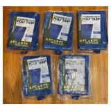 MBC - Set of 5 New Yardworks 6 ft x 8 ft Blue Standard-Duty Poly Tarps