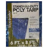 MBC - Set of 5 New Yardworks 6 ft x 8 ft Blue Standard-Duty Poly Tarps