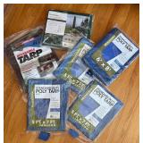 MBC - Lot of 5 Poly Tarps and Brookstone Patio Umbrella Cover