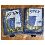 MBC - Lot of 5 Poly Tarps and Brookstone Patio Umbrella Cover