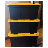 BS - Set of 3 Heavy-Duty Storage Totes with Yellow Lids