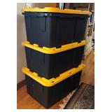 BS - Set of 3 Heavy-Duty Storage Totes with Yellow Lids