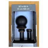 MBC - Kenney Fast Fit Double Curtain Rod Set 36-66 Inch Black with Gold Trim