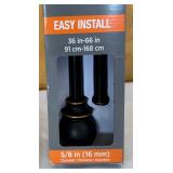 MBC - Kenney Fast Fit Double Curtain Rod Set 36-66 Inch Black with Gold Trim