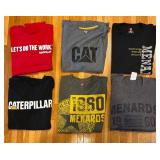 BS - Lot of 6 Size Large Caterpillar and Menards Branded T-Shirts
