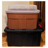 H - Two Plastic Storage Bins with Lids