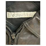 MB - Andrew Marc Black Leather Bomber Jacket Size XL