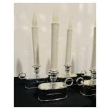 S - Set of 8 Silver 8 Inch Electric Window Candles with Holders