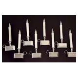 S - Set of 8 Silver 8 Inch Electric Window Candles with Holders