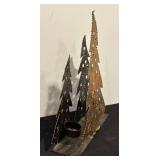 S - 12 Inch Metal Christmas Tree Candle Holder Trio