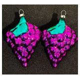 S - Set of 2 Vintage 4-Inch Glass Grape Cluster Christmas Ornaments