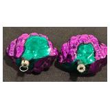 S - Set of 2 Vintage 4-Inch Glass Grape Cluster Christmas Ornaments