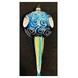 TR - 7-Inch Vintage Style Glass Holiday Ornament Blue and Multicolor