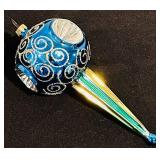 TR - 7-Inch Vintage Style Glass Holiday Ornament Blue and Multicolor
