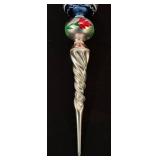 TR - 13-Inch Vintage Glass Christmas Tree Topper with Hand Painted Designs