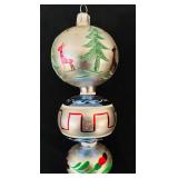 TR - 13-Inch Vintage Glass Christmas Tree Topper with Hand Painted Designs