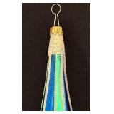 TR - 8 Inch Glass Umbrella Ornament with Blue and Green Stripes