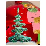 TR -Hand-Painted Red Glass Christmas Ornament with Winter Scene