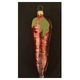 S - Set of 3 Glass Vegetable Ornaments Carrot and Pickles