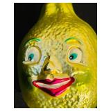 TR - Vintage Christopher Radko Goofy Fruits Anthropomorphic Lemon Glass Christmas Ornament