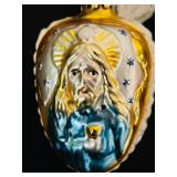 FR - Christopher Radko Sacred Heart Jesus Hand Blown Glass Christmas Ornament