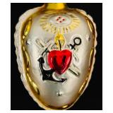 FR - Christopher Radko Sacred Heart Jesus Hand Blown Glass Christmas Ornament