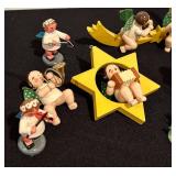 S - Set of 14 Wendt & Kuhn Wooden Angel Figurines and Birds