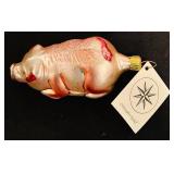 FR - Christopher Radko Pig Glass Christmas Ornament