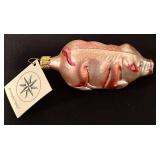 FR - Christopher Radko Pig Glass Christmas Ornament