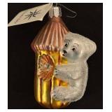 FR - Vintage Christopher Radko Honey Bear Hand Blown and Hand Painted Glass Ornament