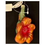 S - Set of 3 Glass Holiday Ornaments Snowman Flower Acorn