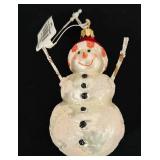 S - Set of 3 Glass Holiday Ornaments Snowman Flower Acorn