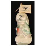 FR - Vintage Christopher Radko Glass Shy Bunny Hand-Blown and Hand Painted Ornament with Carrots