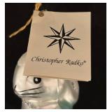 FR - Vintage Christopher Radko Glass Shy Bunny Hand-Blown and Hand Painted Ornament with Carrots