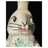 FR - Vintage Christopher Radko Glass Shy Bunny Hand-Blown and Hand Painted Ornament with Carrots
