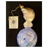 TR - Christopher Radko Moon Face and Star Glass Ornament