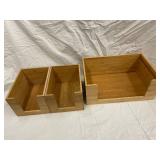 Wood Desk Organizer - Dual Compartment Tray with Central Divider