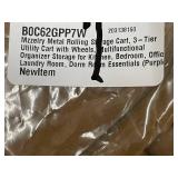 Mzzelry BOC62GPP7W 3-Tier Metal Rolling Cart - Purple with Wheels