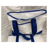 Tote Bags - White with Blue Handles (Lot of 12)
