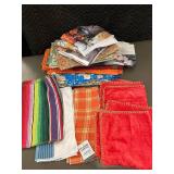 Assorted Fabric Napkins & Dish Towels Bundle - Vibrant Prints & Colors