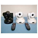 (3) Vaddio ConferenceSHOT 10 PTZ Cameras (2 White, 1 Black) with (2) Remote Controls