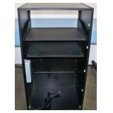 A/V Equipment Rack with Rack Rails, Shelves and Power Strip on Lockable Casters