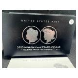 2023-S Reverse Proof Morgan and Peace Silver Dollars - Two Coin Set - Spectacular Coins! - Greysheet Wholesale Price - $114.00