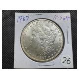 1887 Morgan Silver Dollar Marked MS64 When Purchased - Nice Mint Luster!!