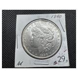 1890 Morgan Silver Dollar Marked AU When Purchased - Nice Mint Luster!!