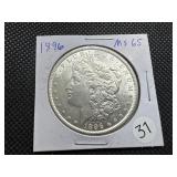 1896 Morgan Silver Dollar Marked MS65 When Purchased - Nice Mint Luster!!